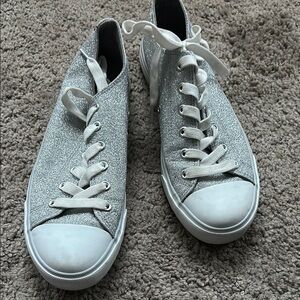 Converse Silver and White High-Top Sneakers